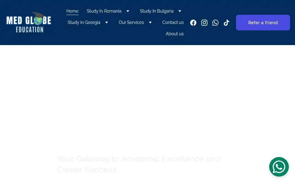 Screenshot of medglobeeducation.com