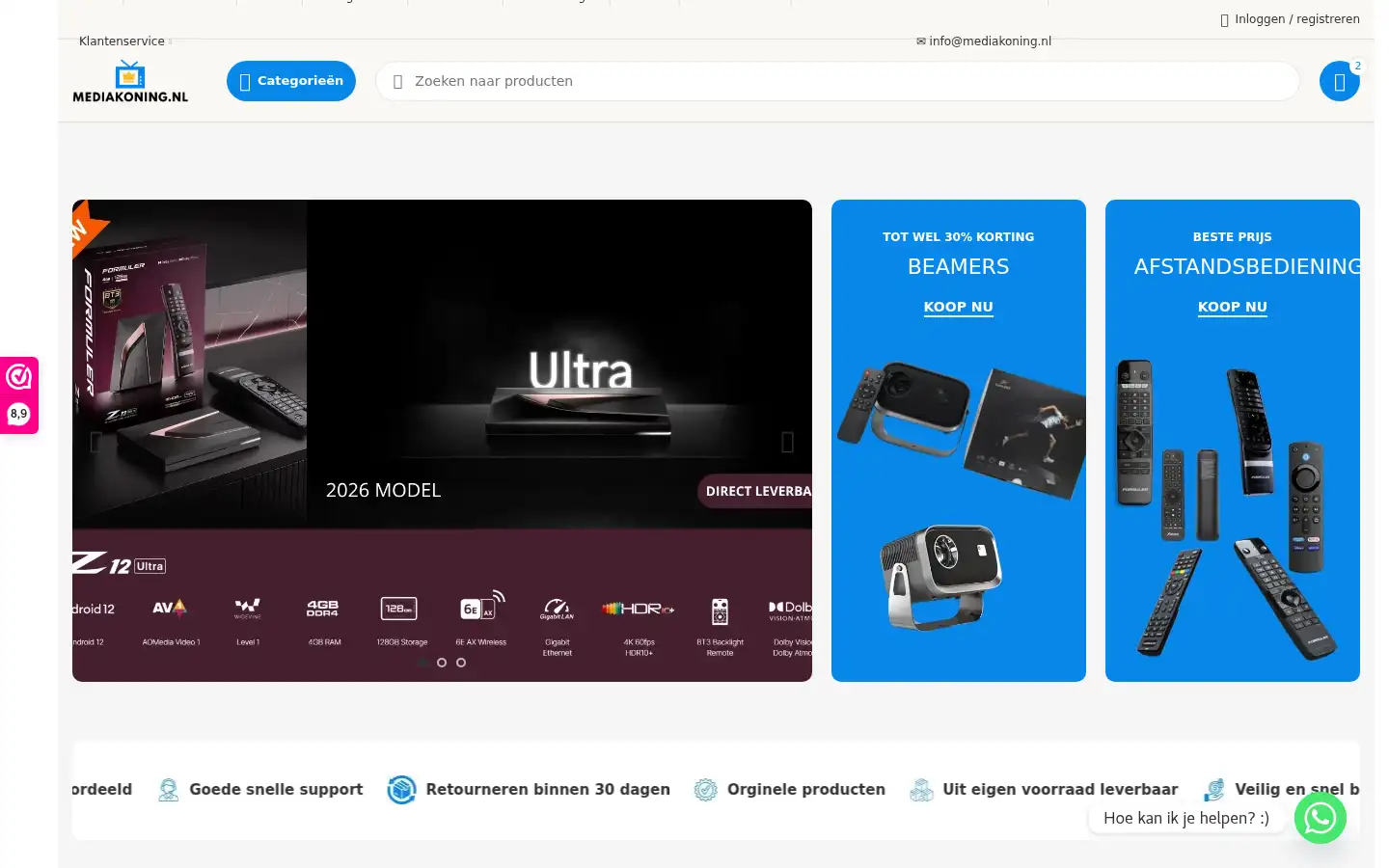 Screenshot of mediakoning.nl