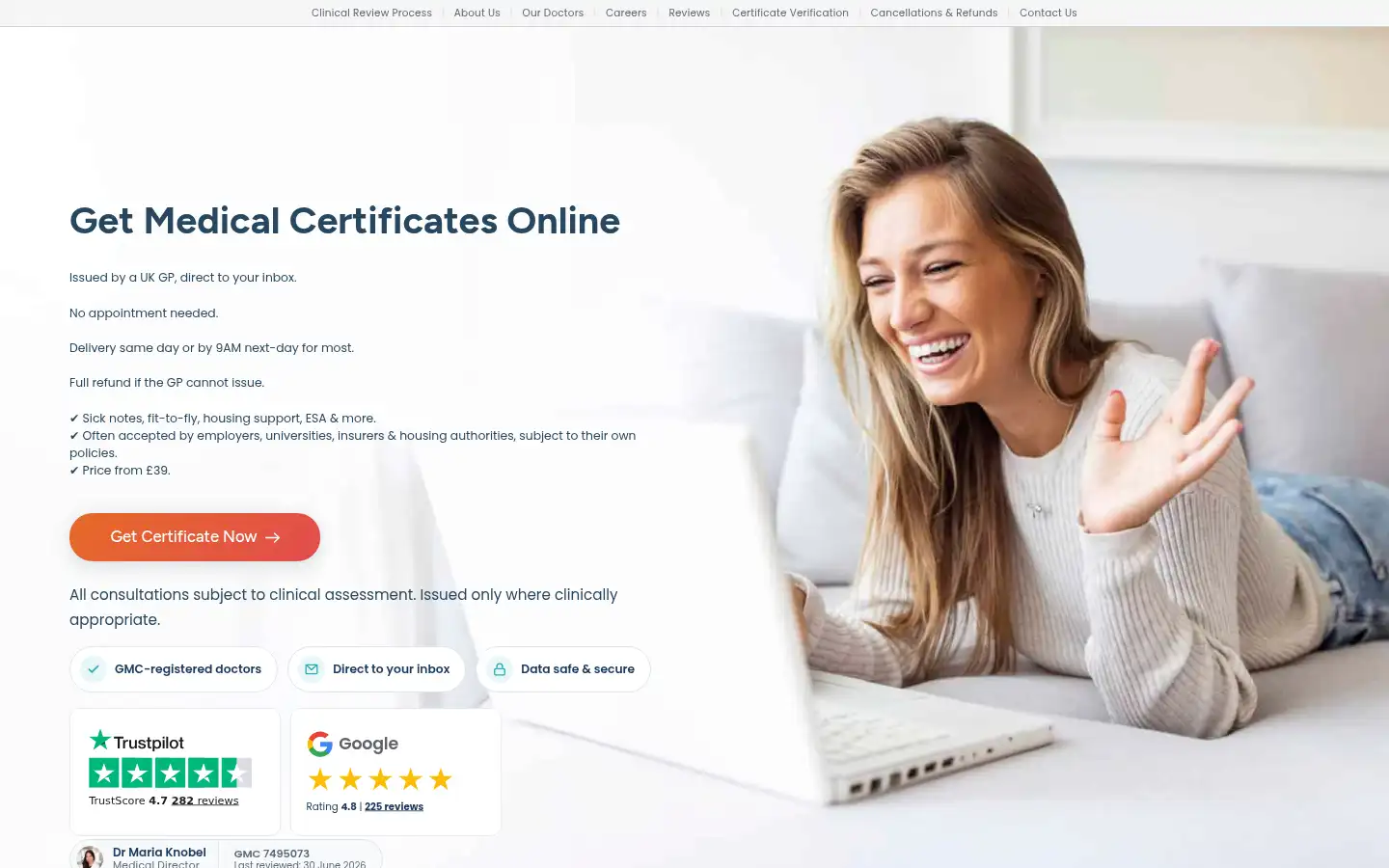 Screenshot of medicalcert.co.uk