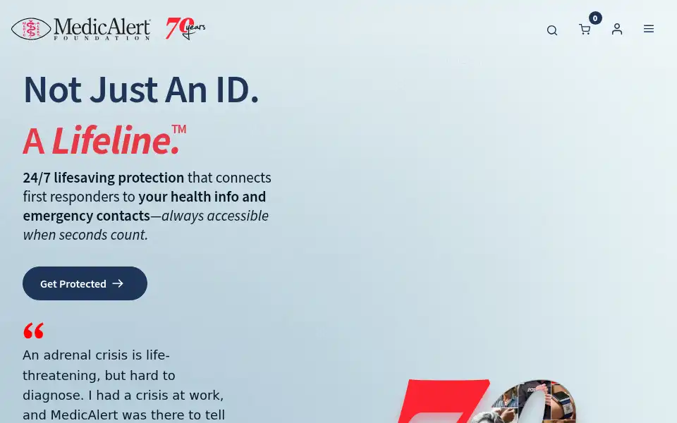 Screenshot of medicalert.org