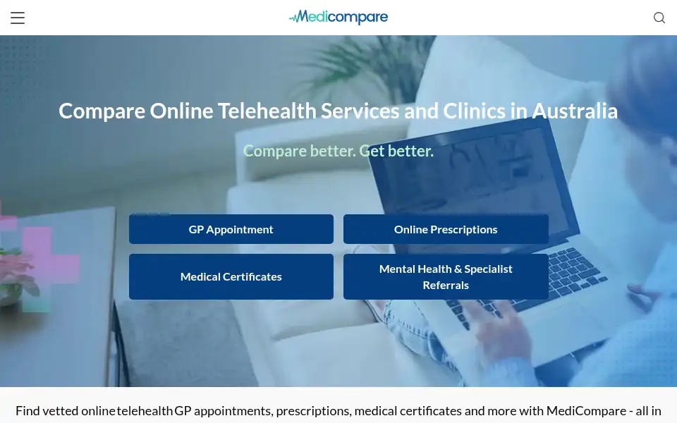 Screenshot of medicompare.com.au