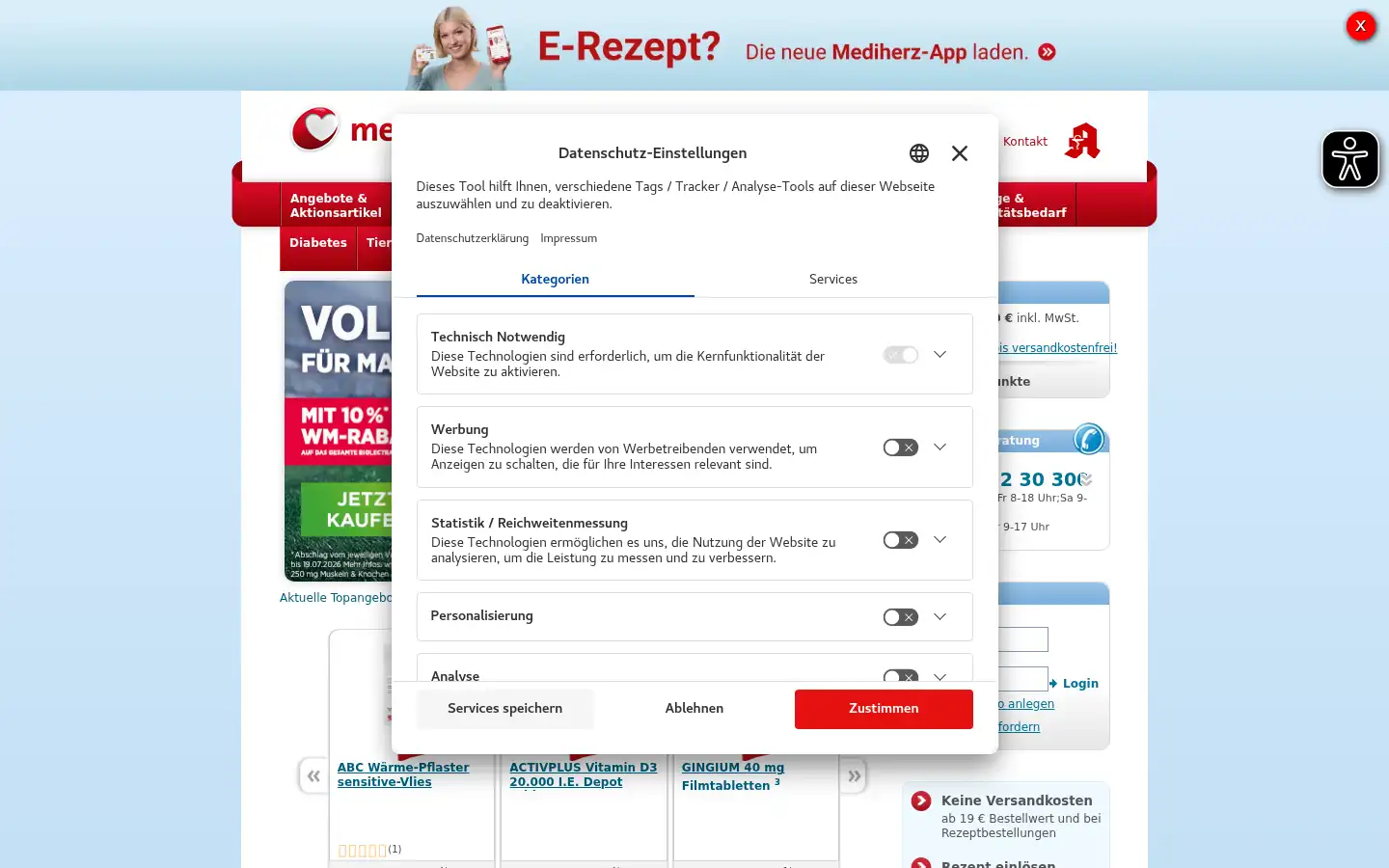 Screenshot of mediherz-shop.de