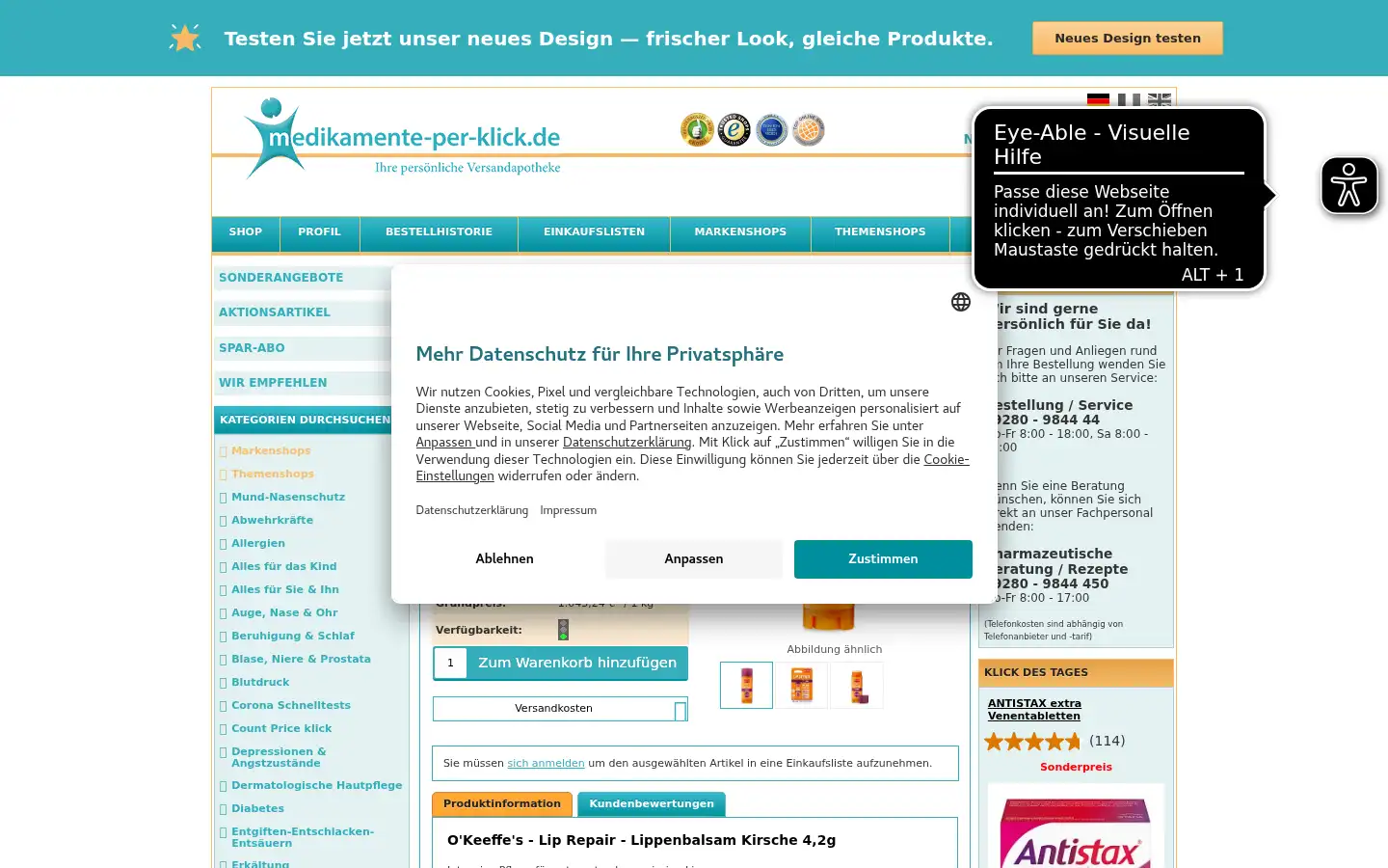 Screenshot of medikamente-per-klick.de