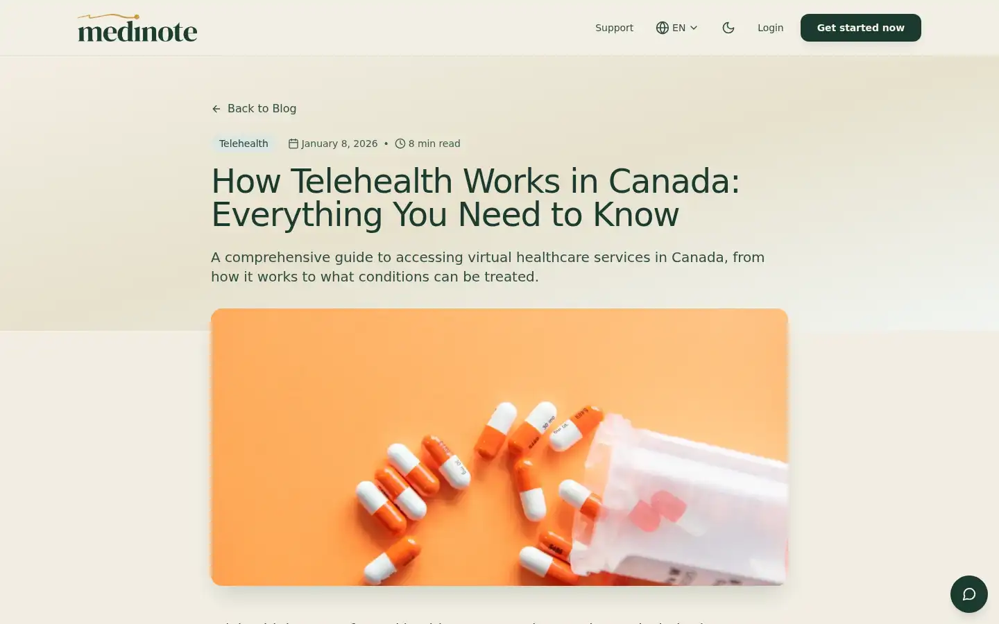 Screenshot of medinote.ca