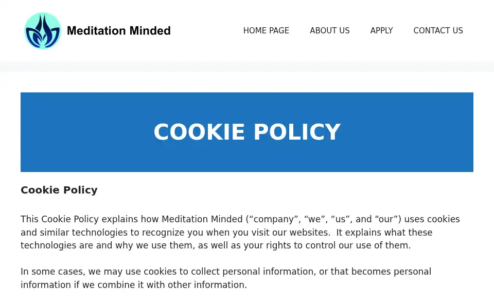 Screenshot of meditationminded.com