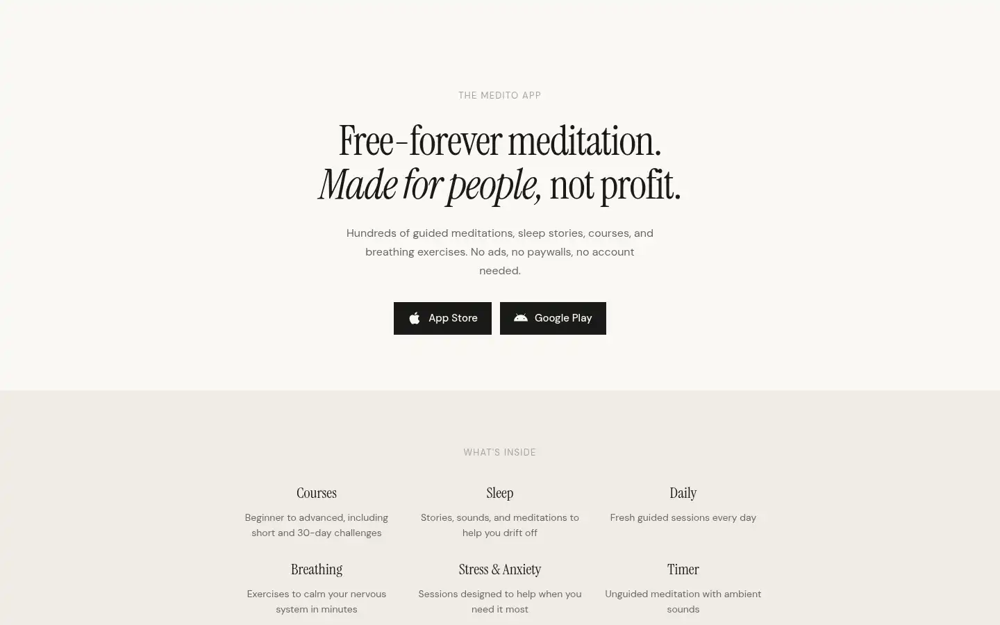 Screenshot of medito.app