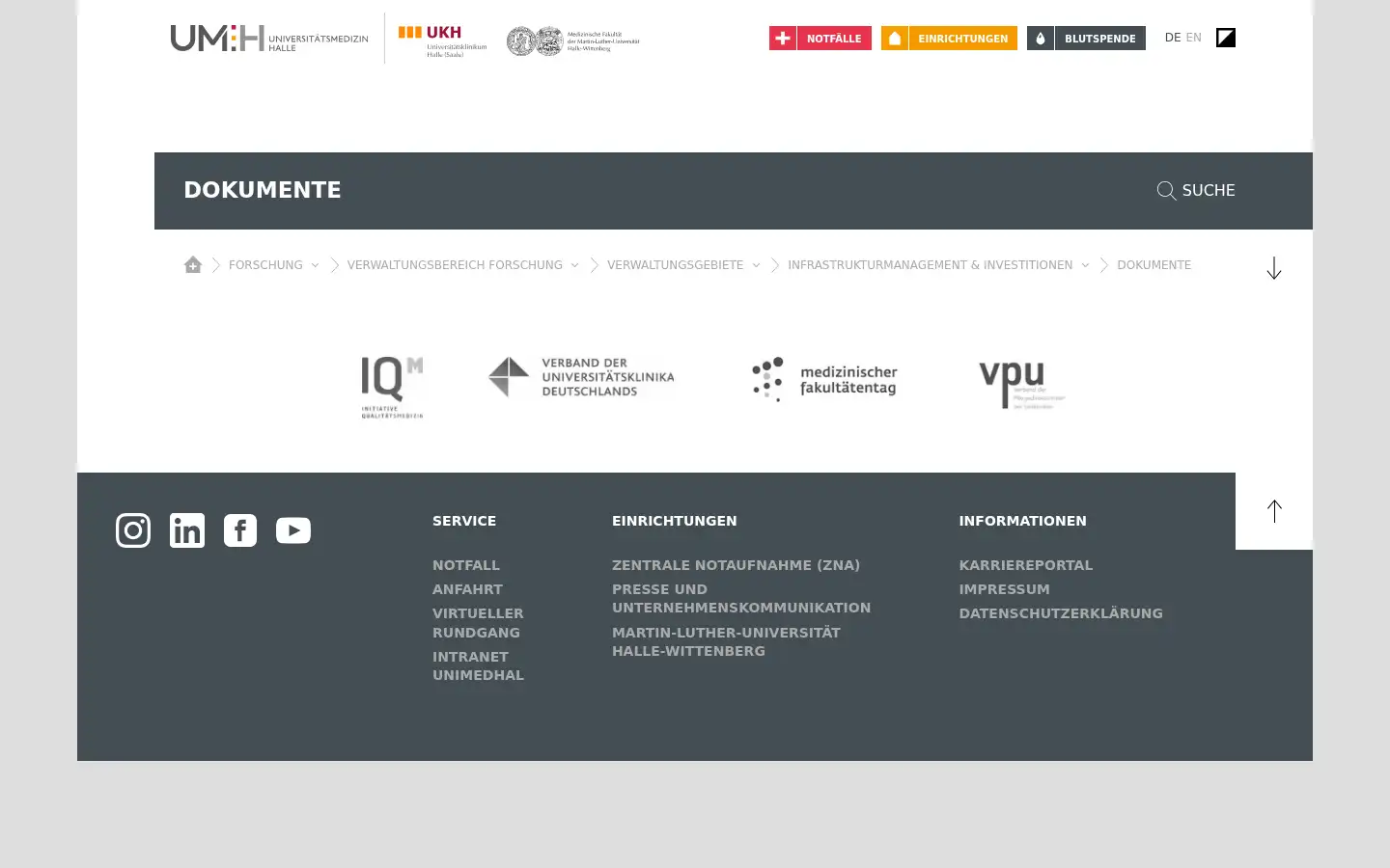 Screenshot of medizin.uni-halle.de