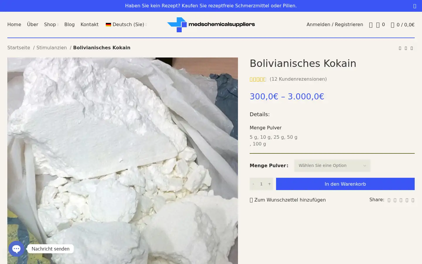 Screenshot of medschemicalsuppliers.com