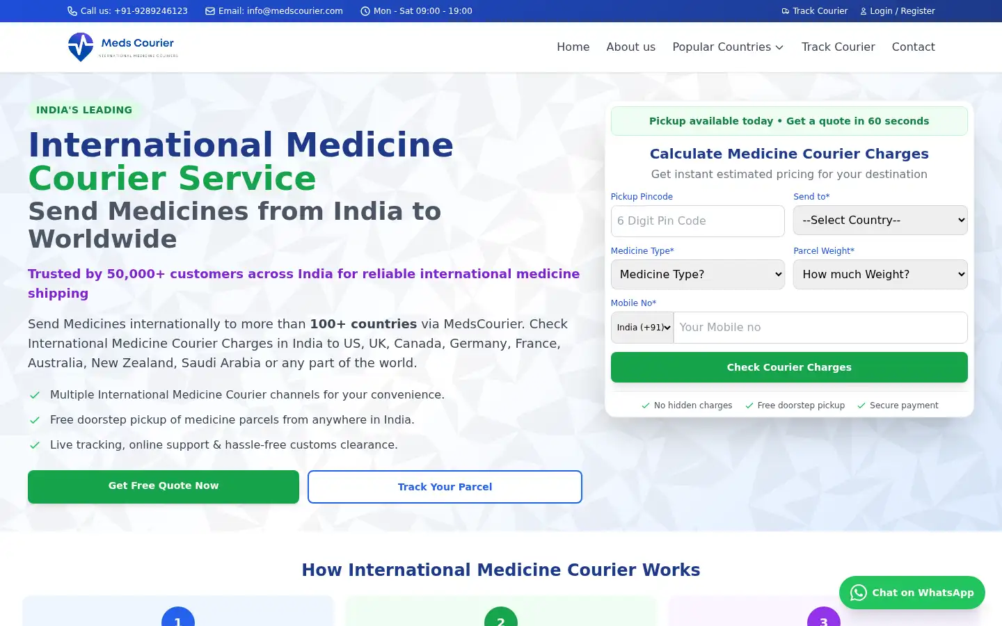 Screenshot of medscourier.com