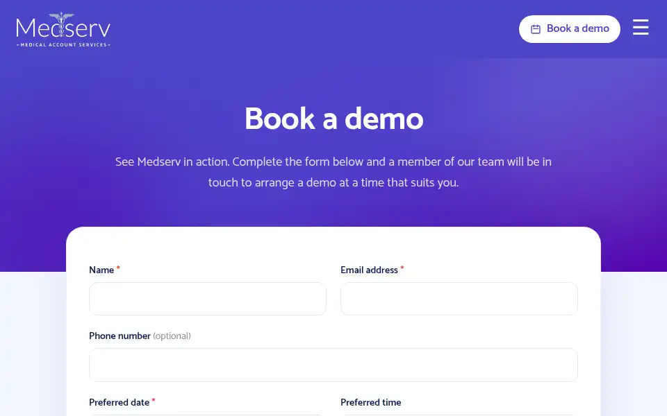 Screenshot of medserv.co.uk