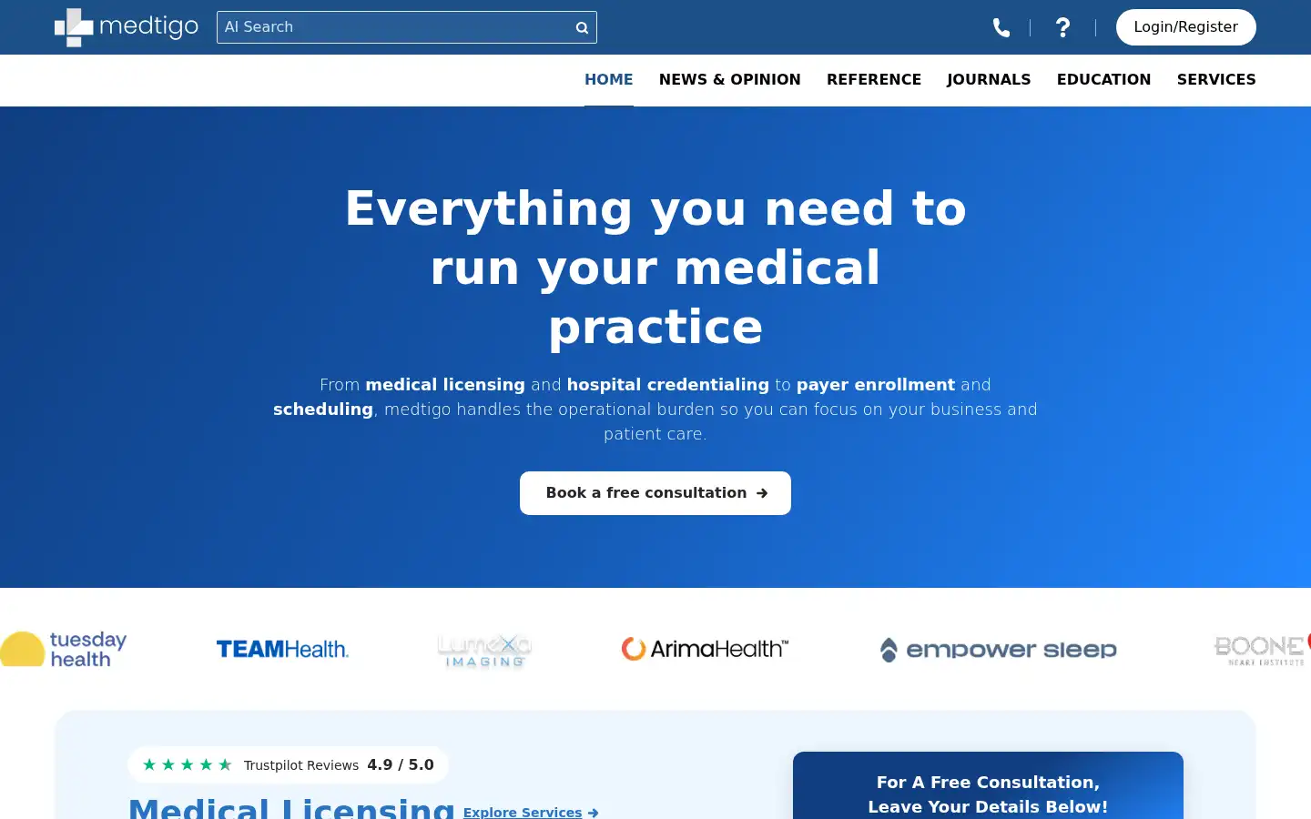 Screenshot of medtigo.com