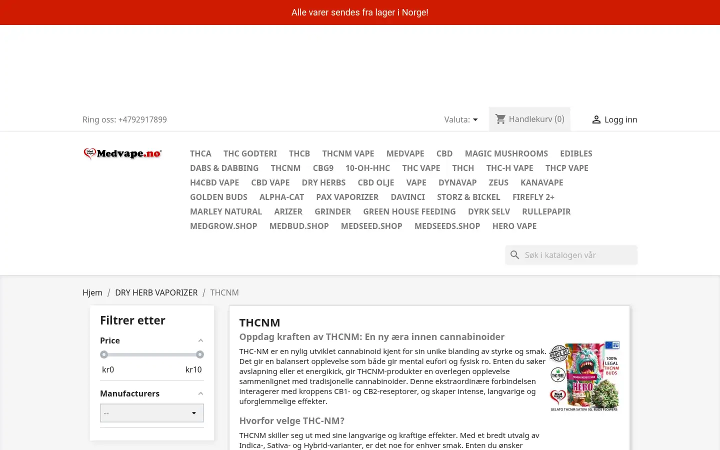 Screenshot of medvape.no