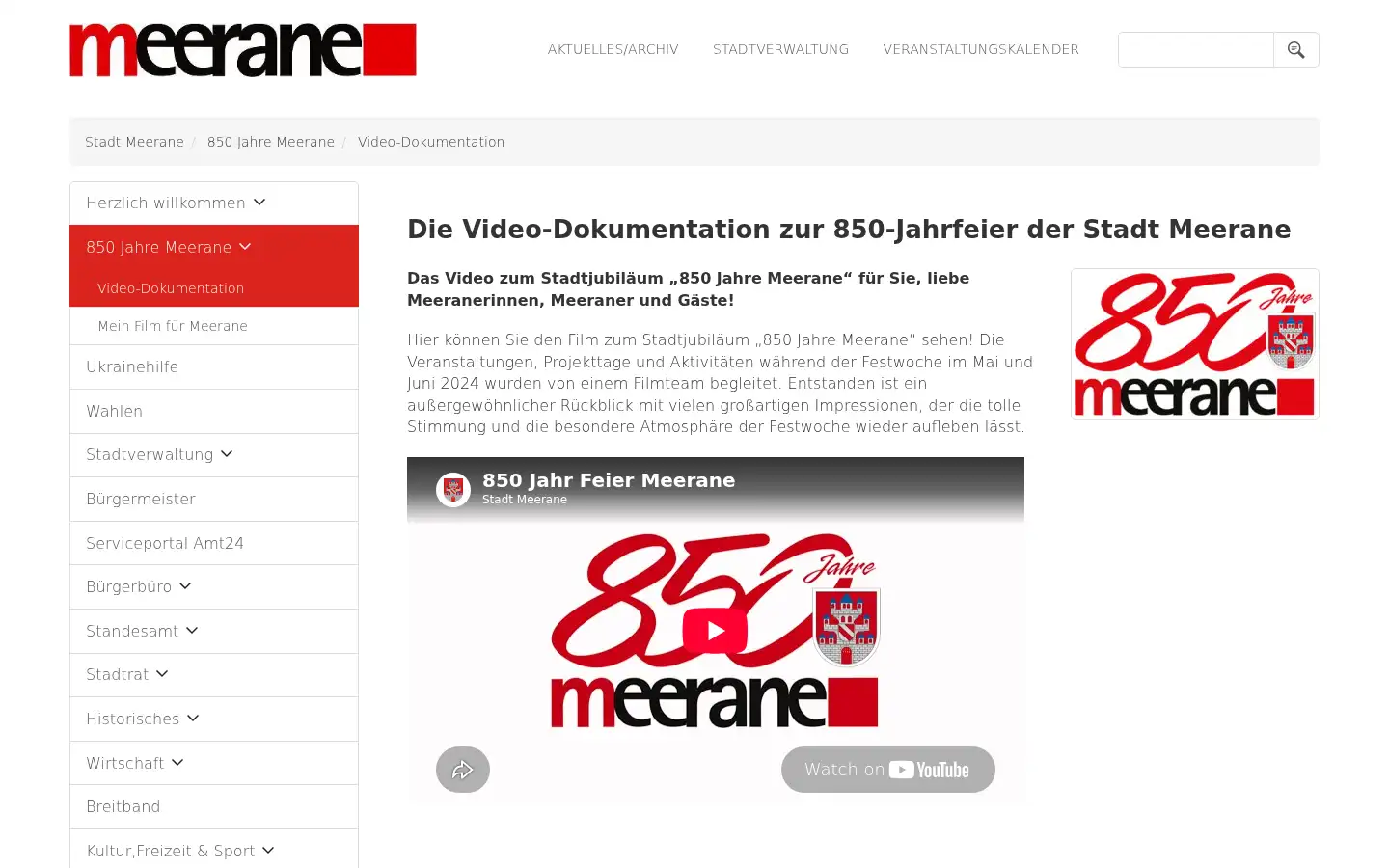 Screenshot of meerane.eu