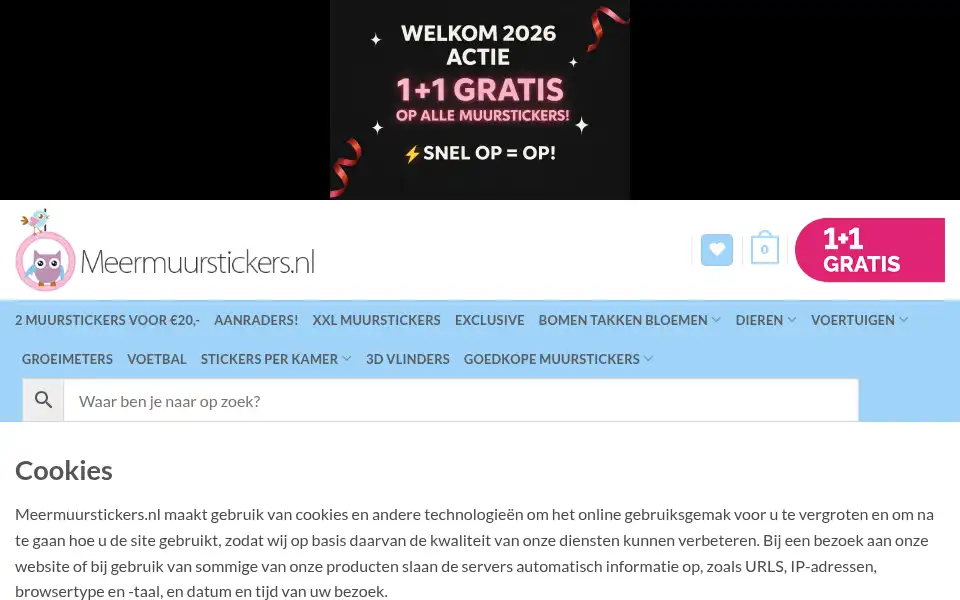 Screenshot of meermuurstickers.nl