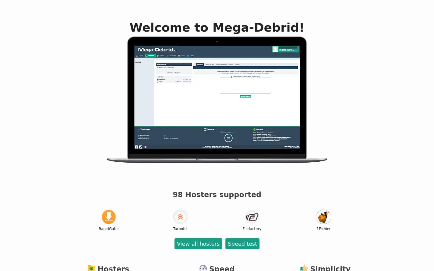 Screenshot of mega-debrid.eu