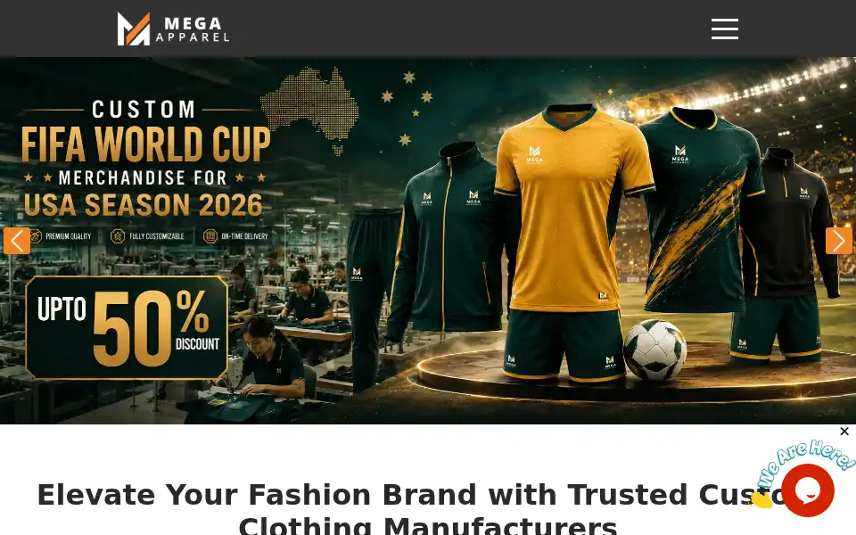 Screenshot of megaapparel.com