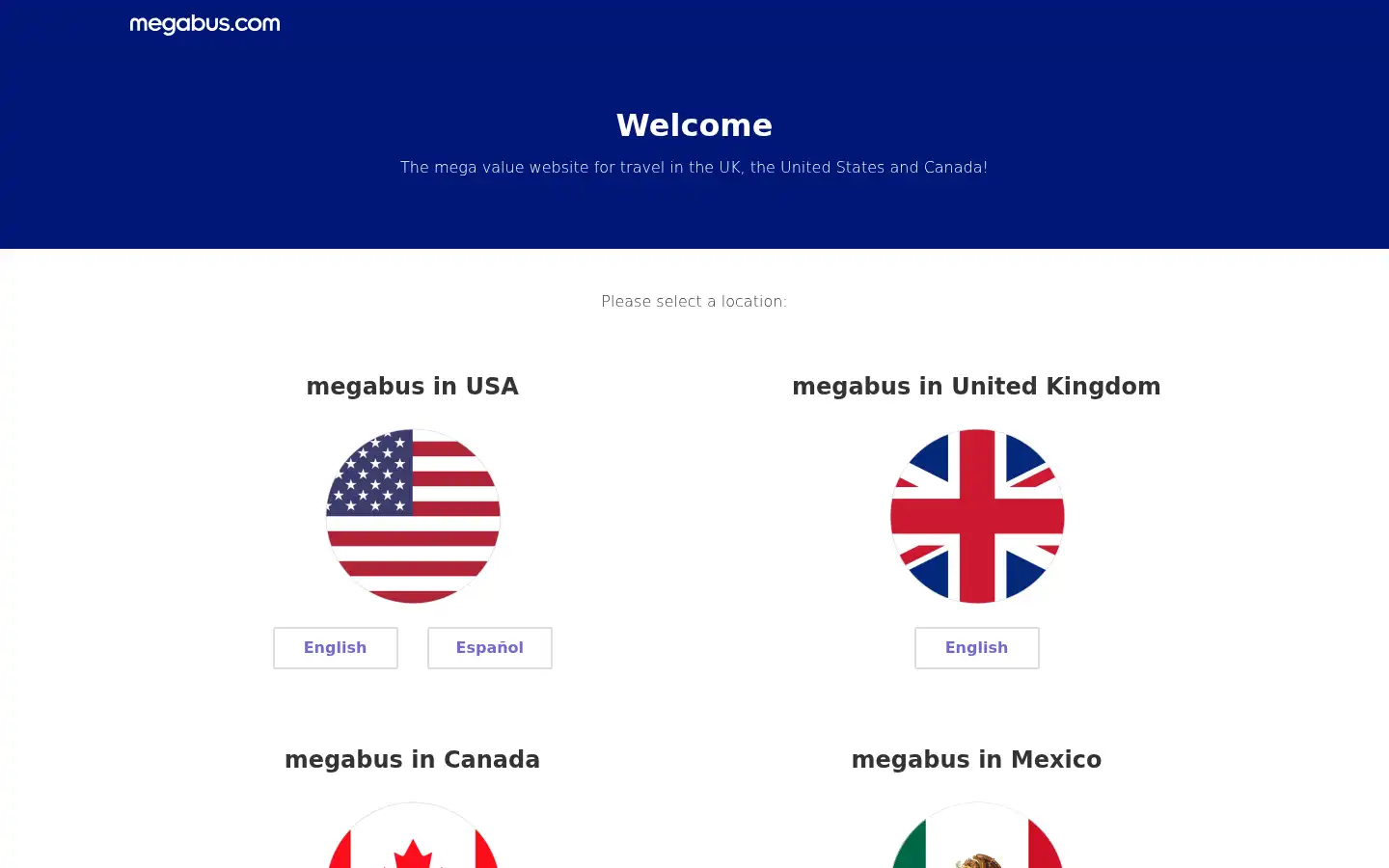 Screenshot of megabus.com