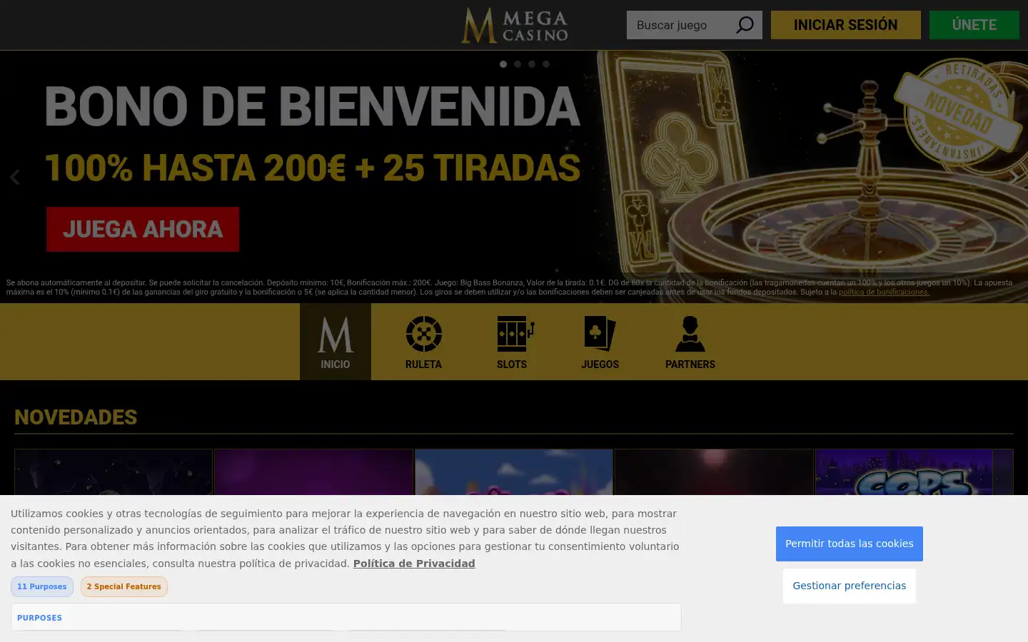 Screenshot of megacasinos.es