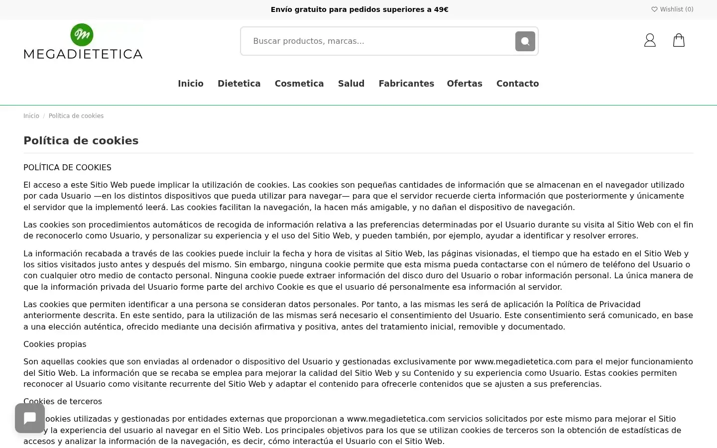Screenshot of megadietetica.com