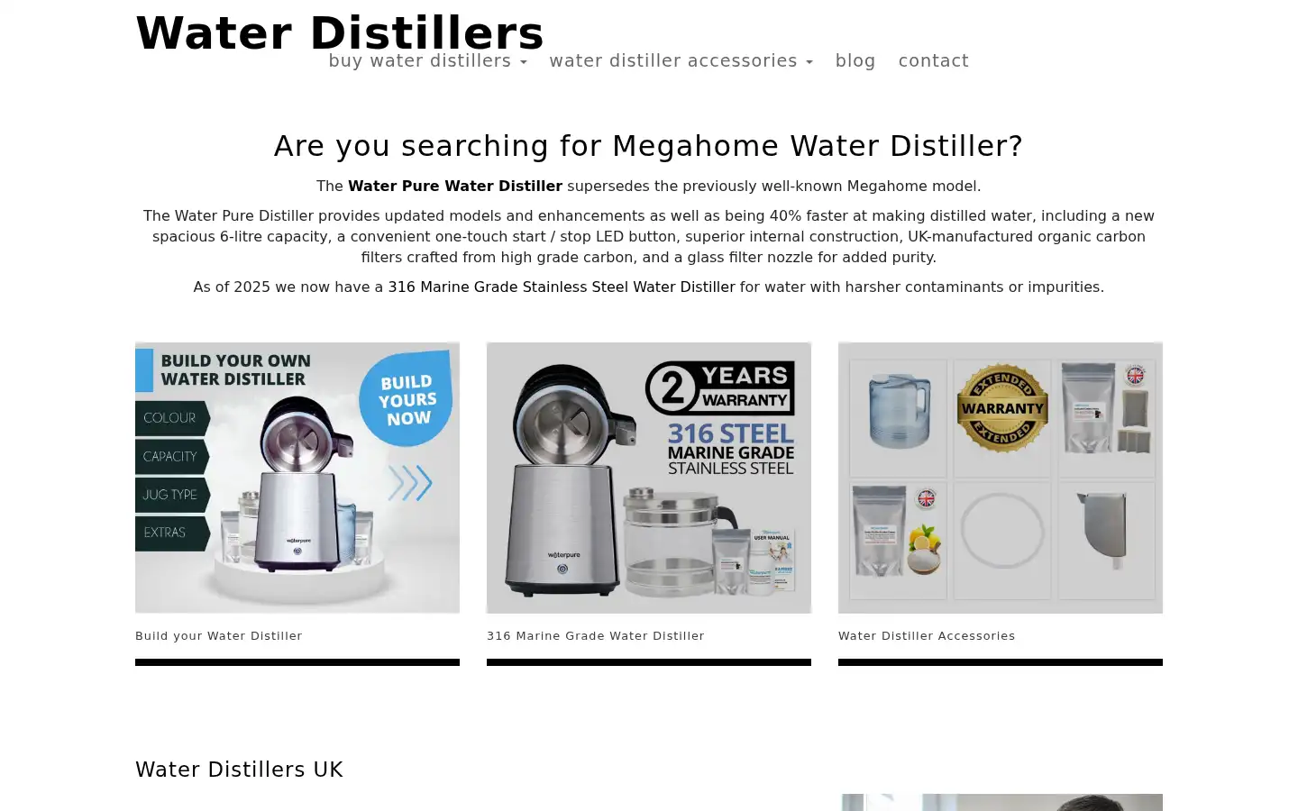 Screenshot of megahome-distillers.co.uk