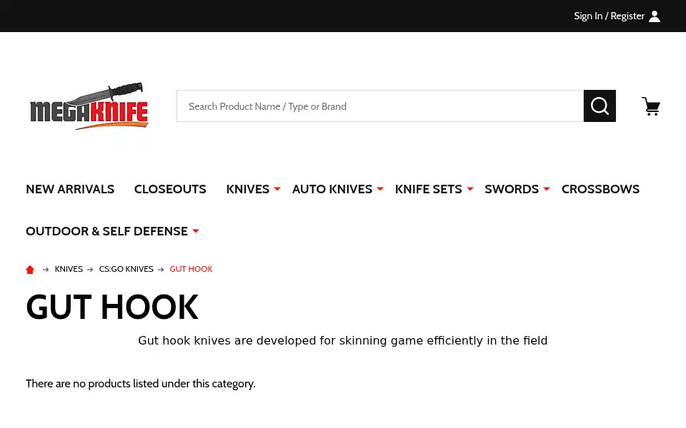 Screenshot of megaknife.com