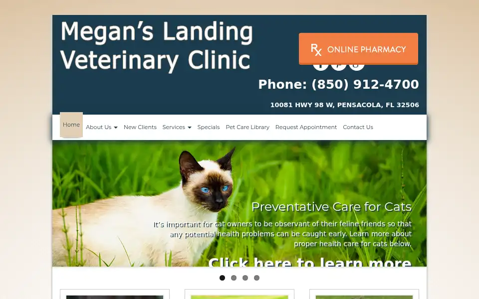 Screenshot of meganslandingvet.com