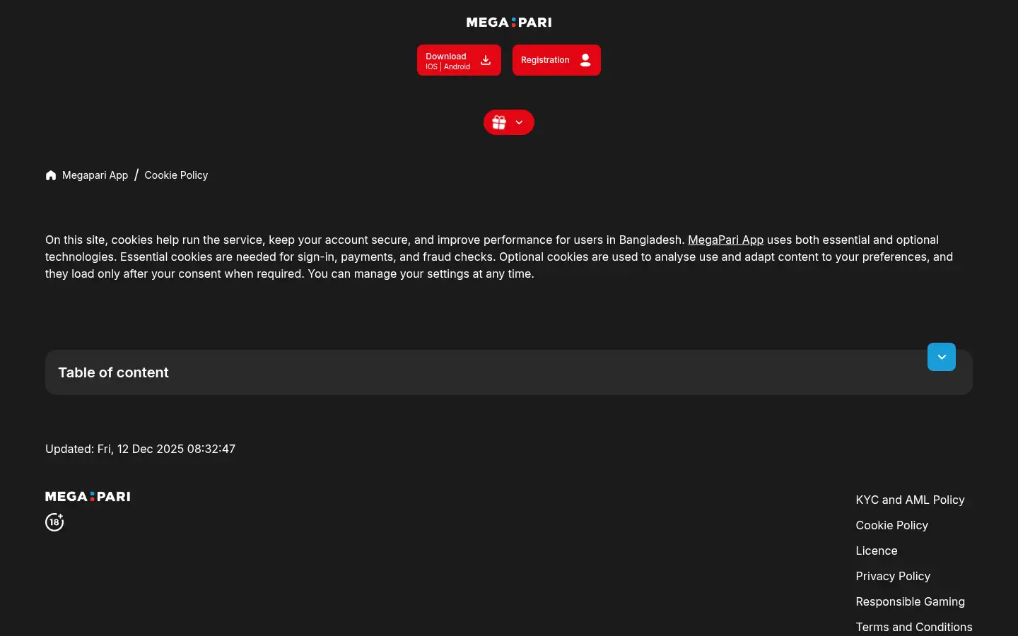 Screenshot of megapari-app.net