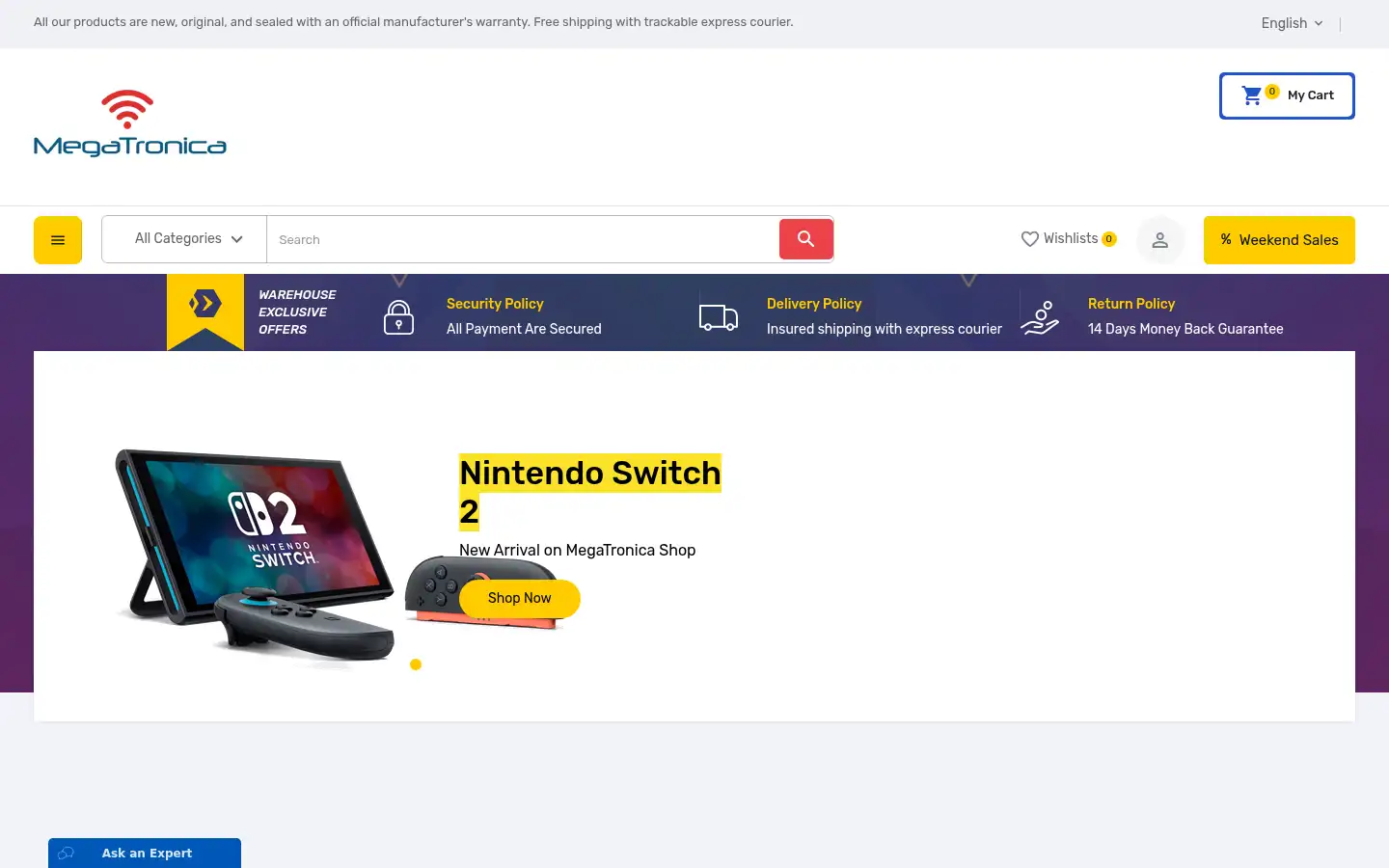 Screenshot of megatronicashop.com