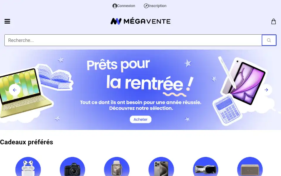Screenshot of megavente.fr
