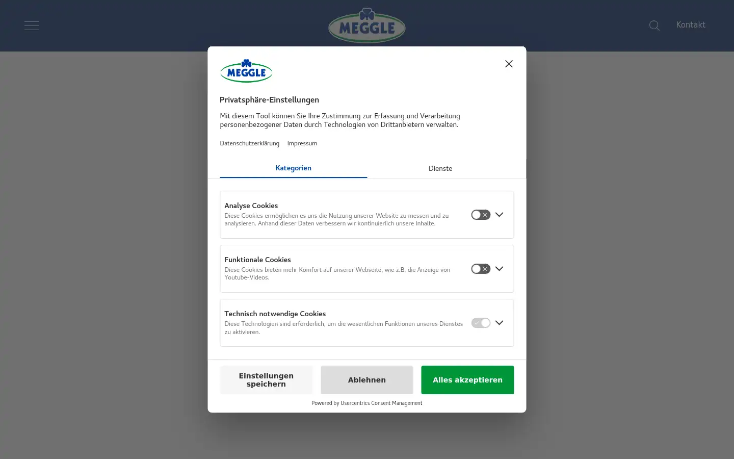 Screenshot of meggle.de