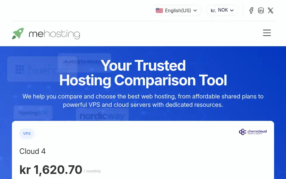 Screenshot of mehosting.com