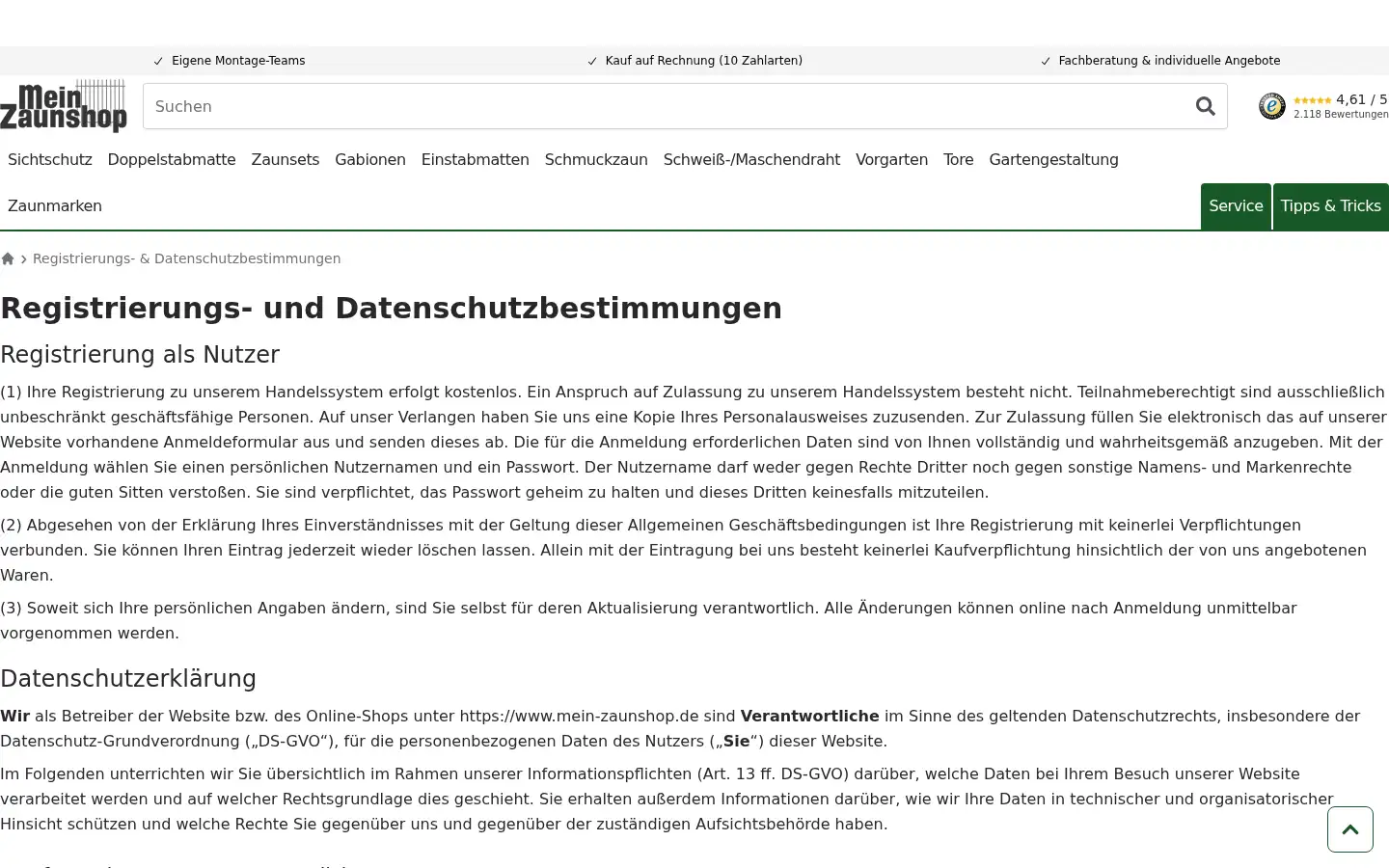 Screenshot of mein-zaunshop.de