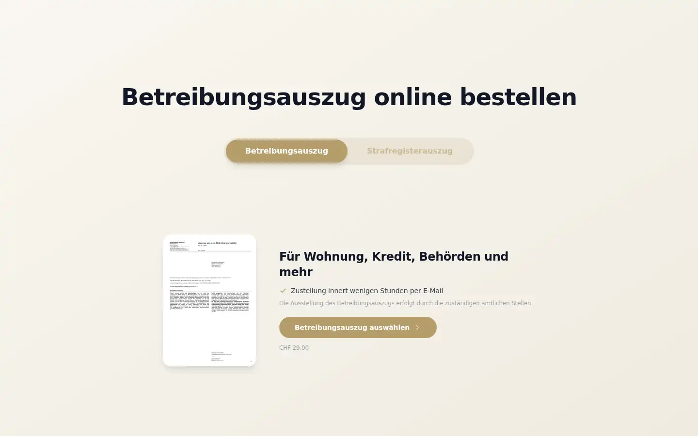 Screenshot of meinauszug.ch