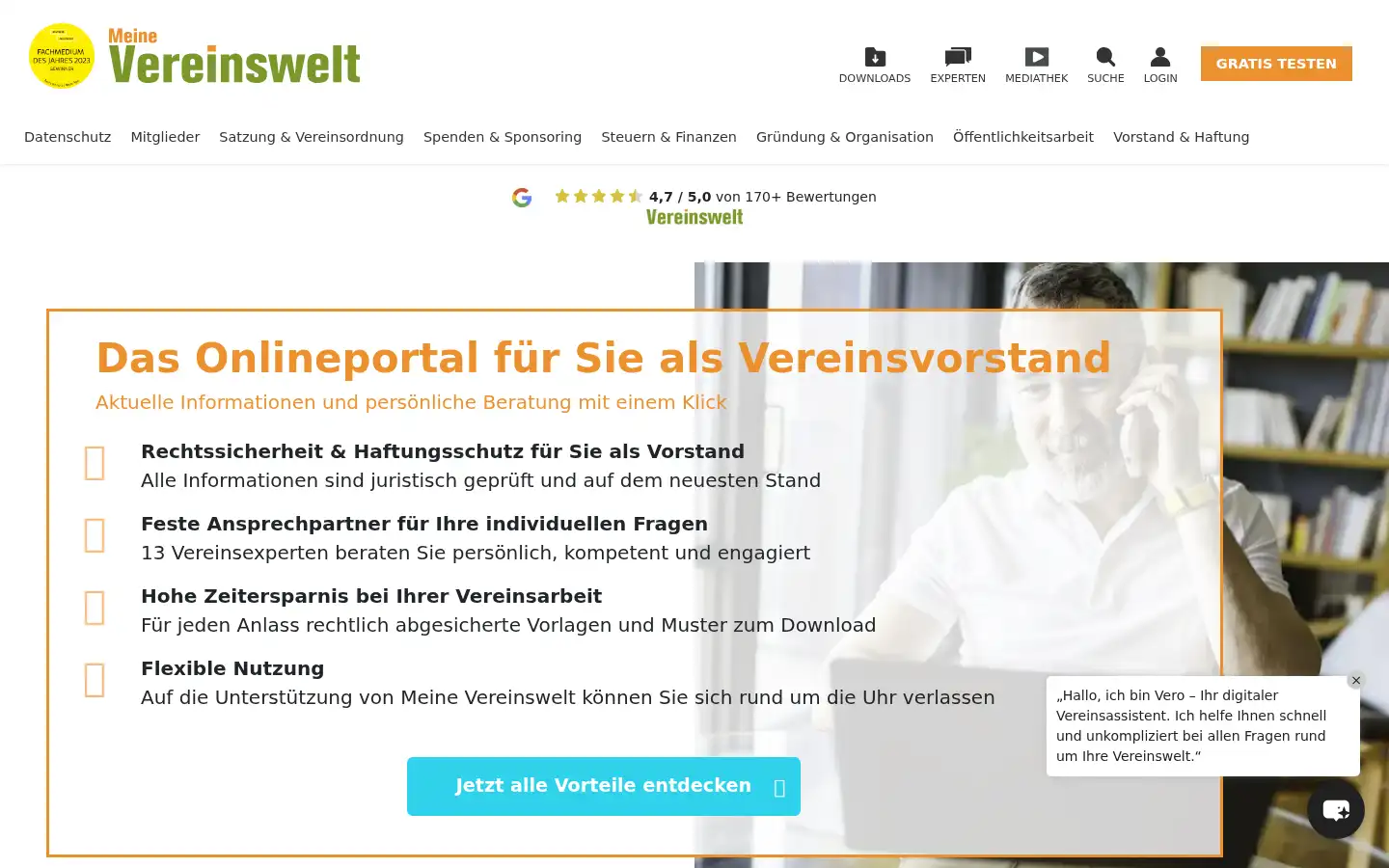 Screenshot of meine.vereinswelt.de