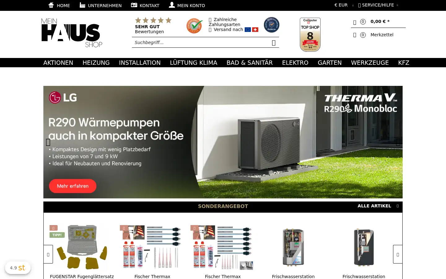 Screenshot of meinhausshop.de