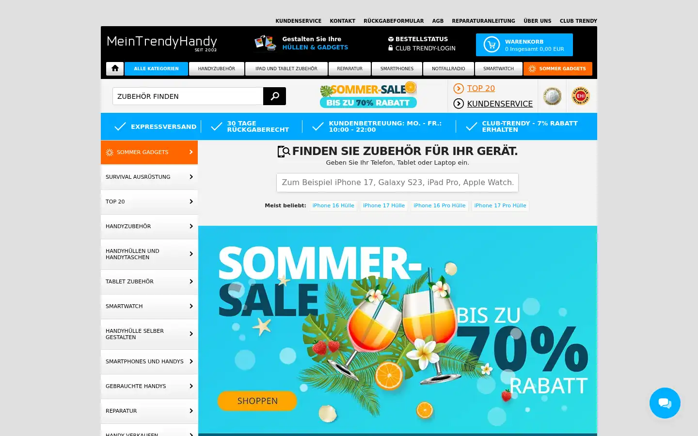 Screenshot of meintrendyhandy.de