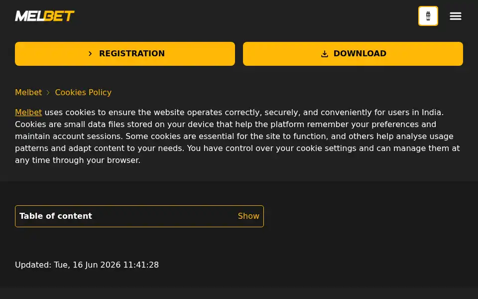 Screenshot of melbet.biz.in