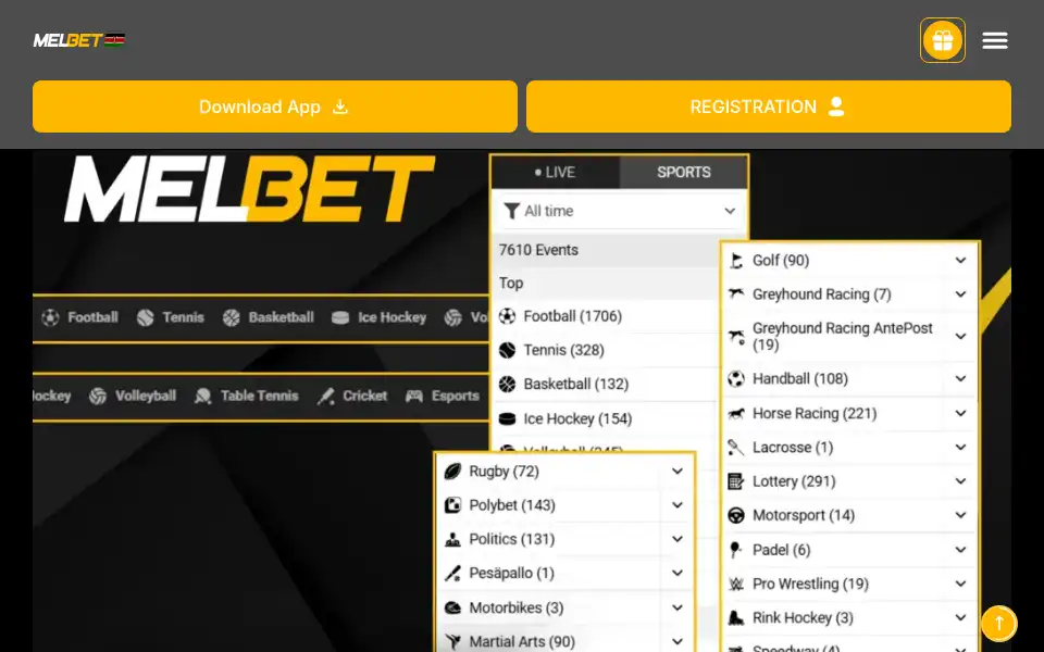 Screenshot of melbetcasino-kenya.com