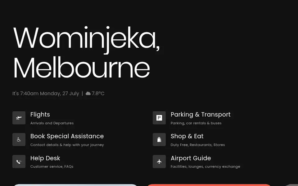 Screenshot of melbourneairport.com.au