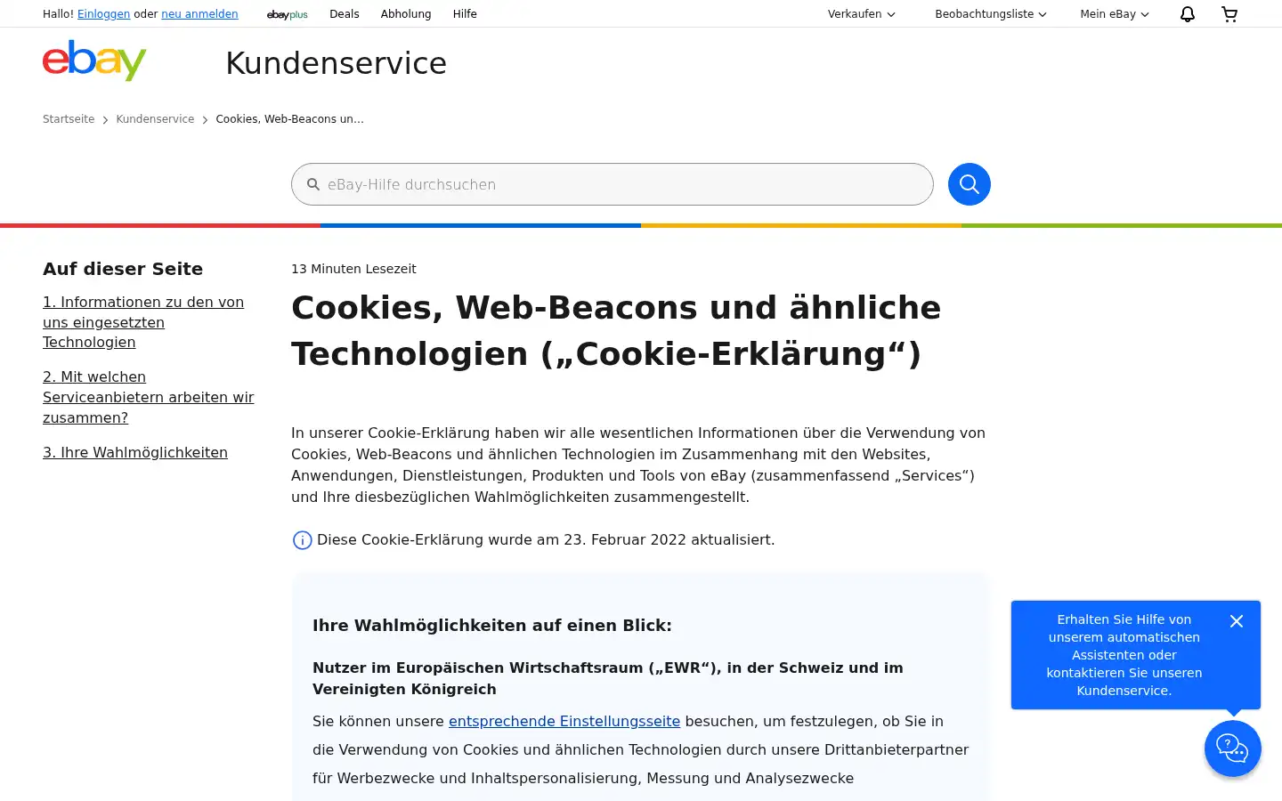 Screenshot of members.ebay.de