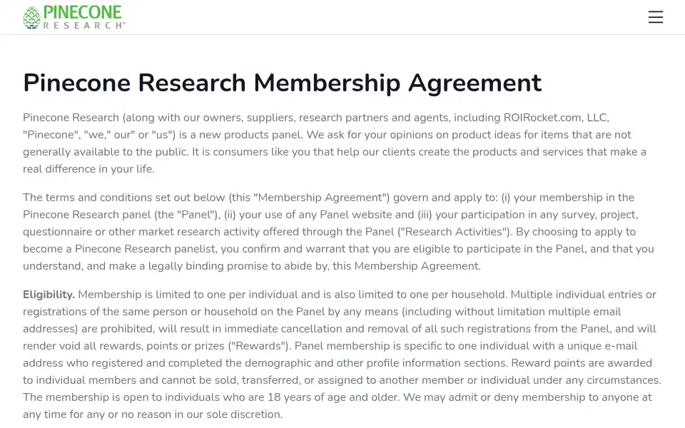 Screenshot of members.pineconeresearch.com