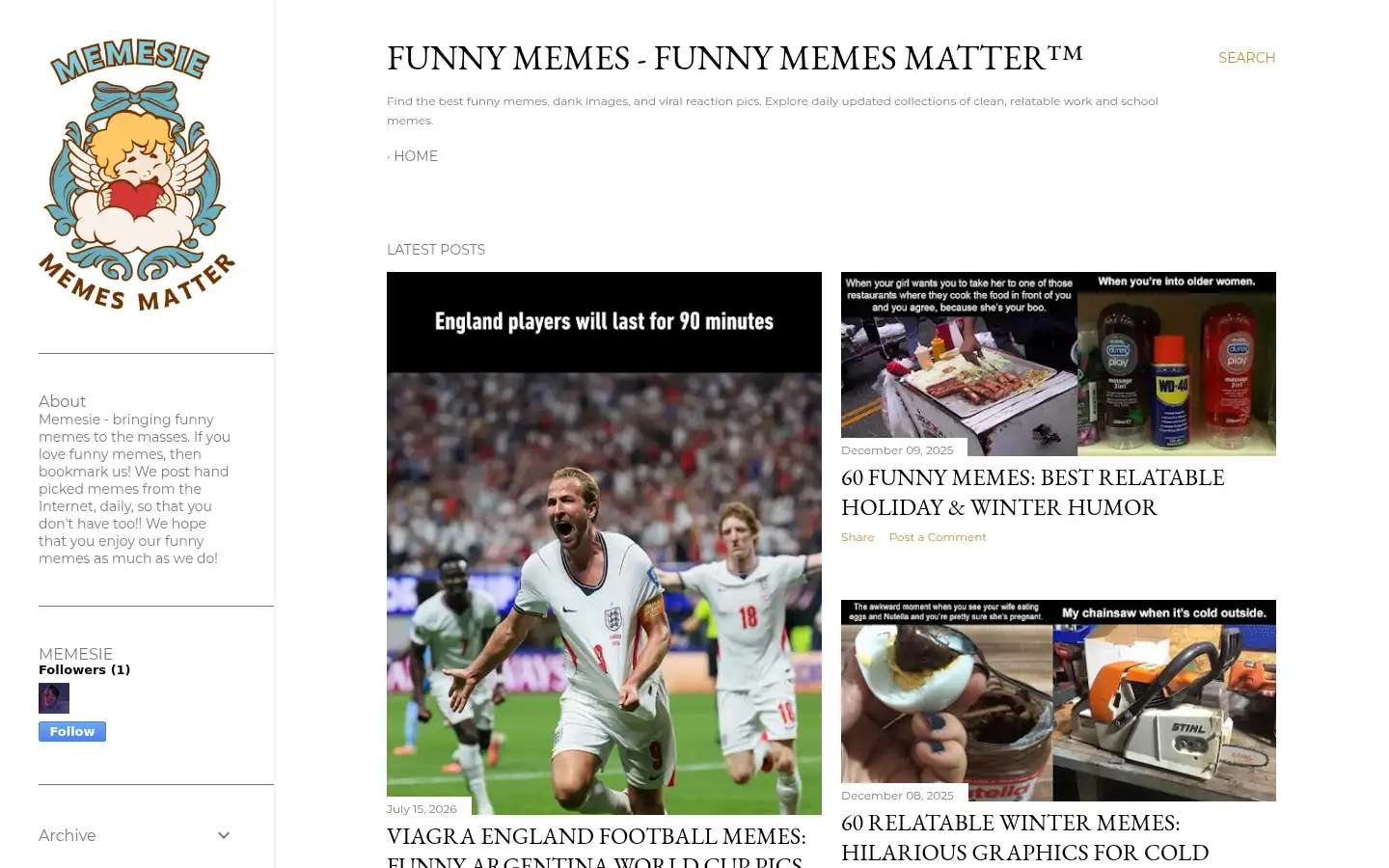 Screenshot of memesie.com