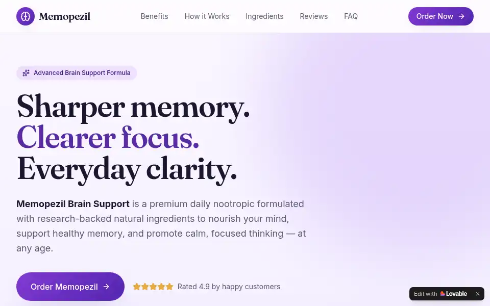 Screenshot of memopezil-capsules.lovable.app