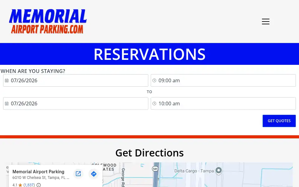Screenshot of memorialairportparking.com