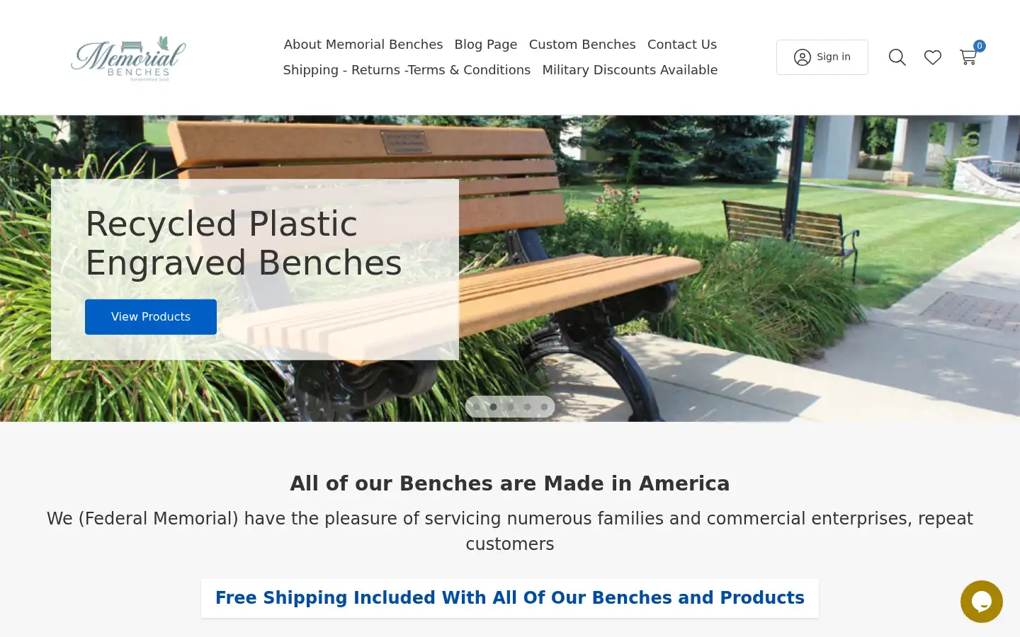 Screenshot of memorialbenches.com