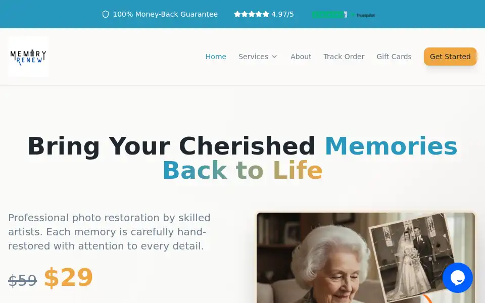 Screenshot of memoryrenew.life