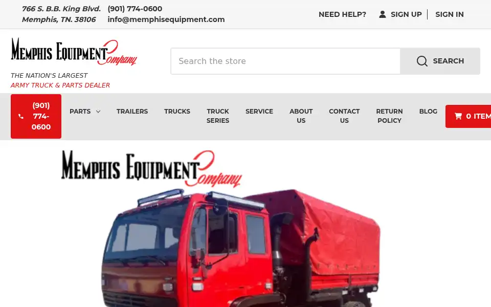 Screenshot of memphisequipment.com
