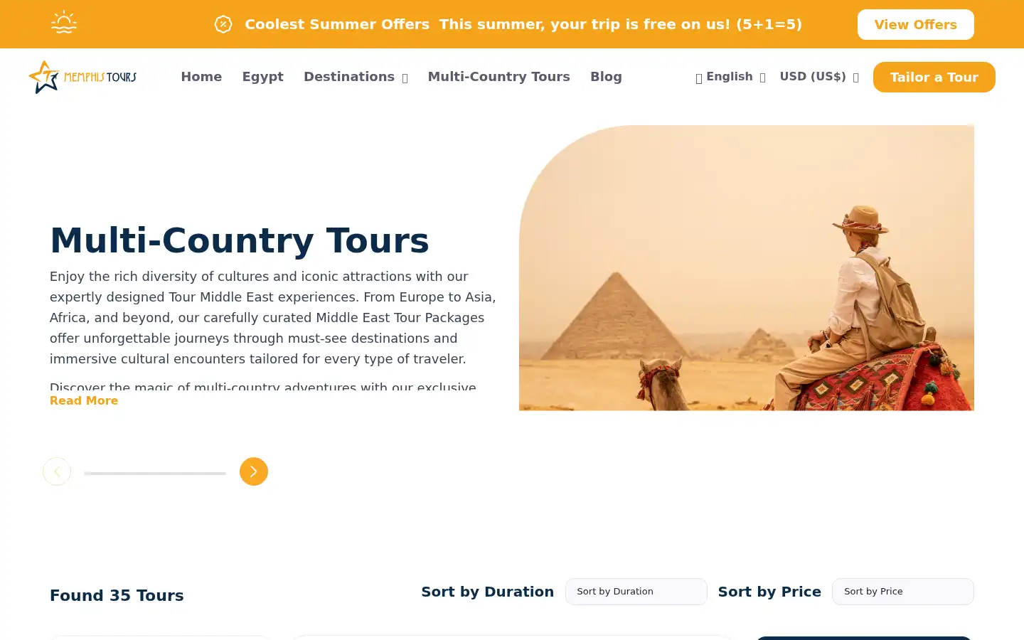 Screenshot of memphistours.com