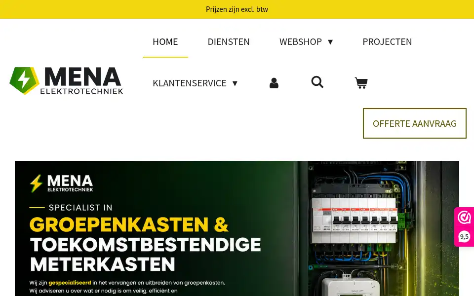 Screenshot of mena-elektrotechniek.nl