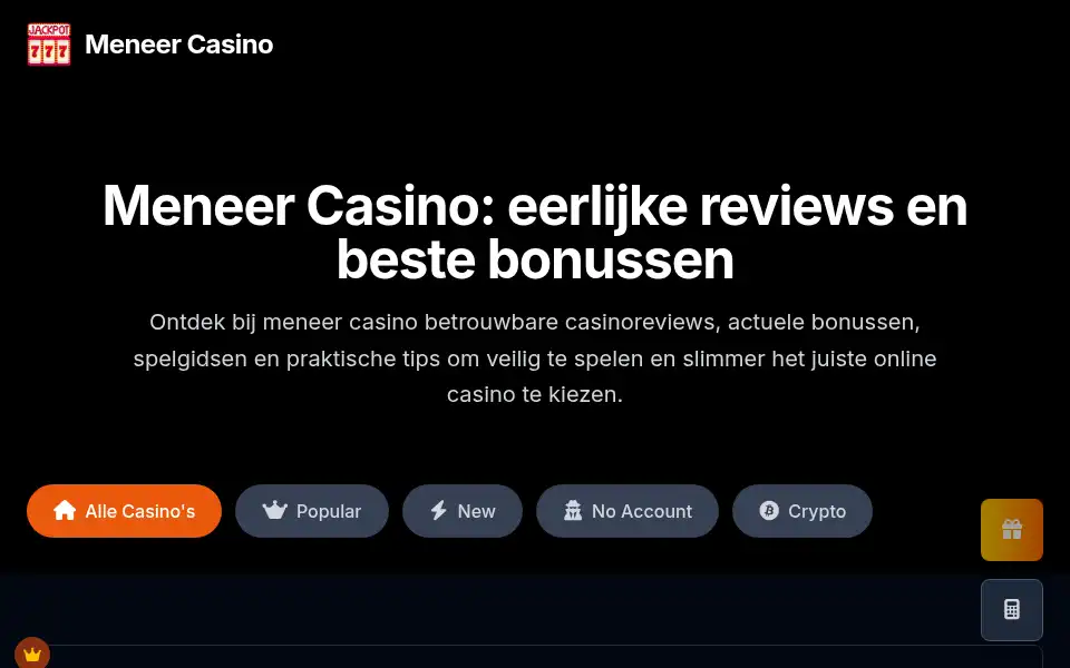 Screenshot of meneercasino.bet